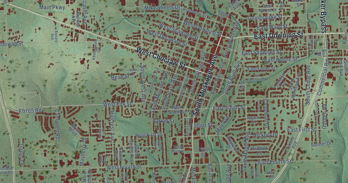 Map of Tahlequah, Oklahoma in 2026