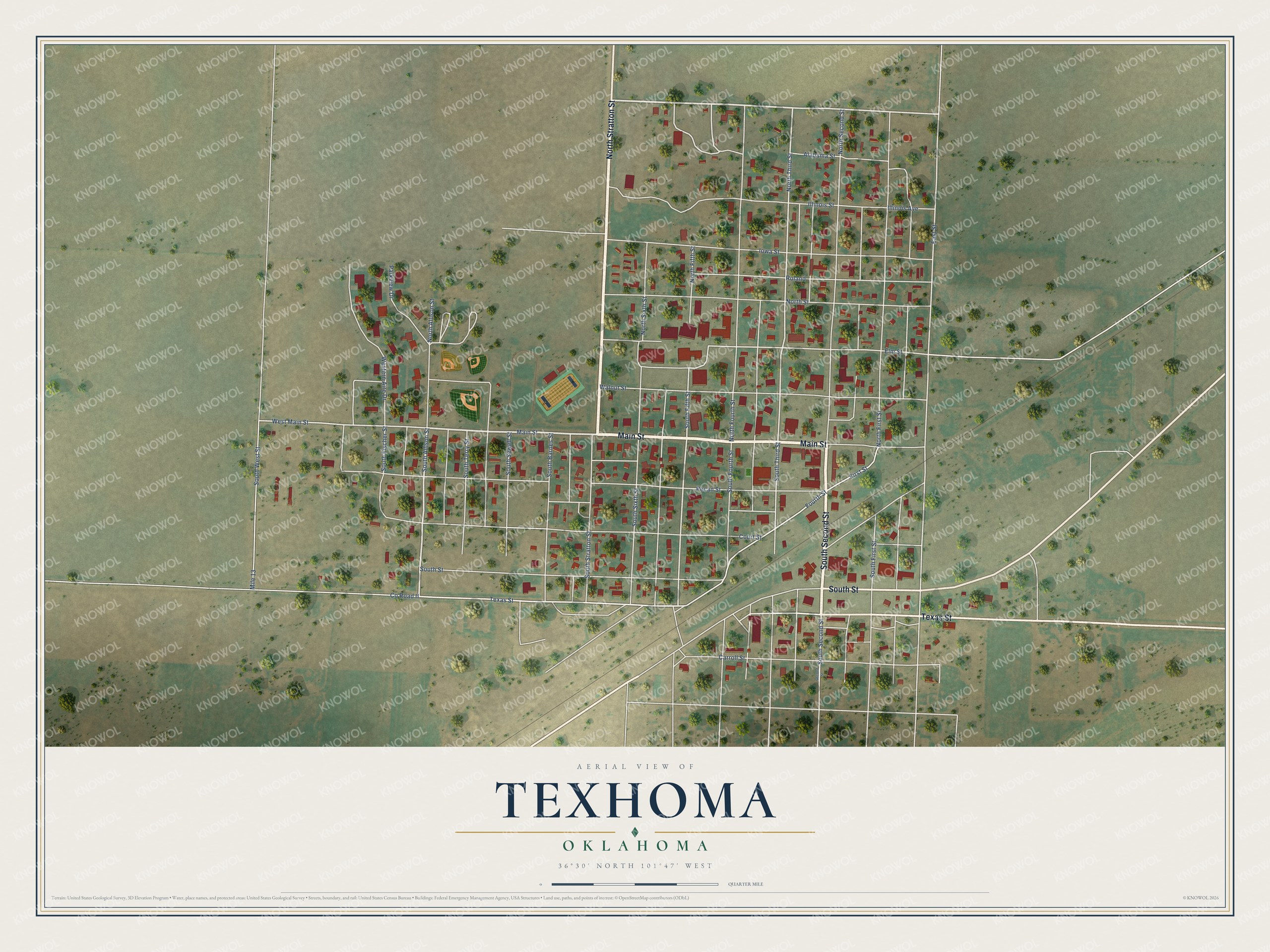Watermarked full-map preview of Texhoma, Oklahoma
