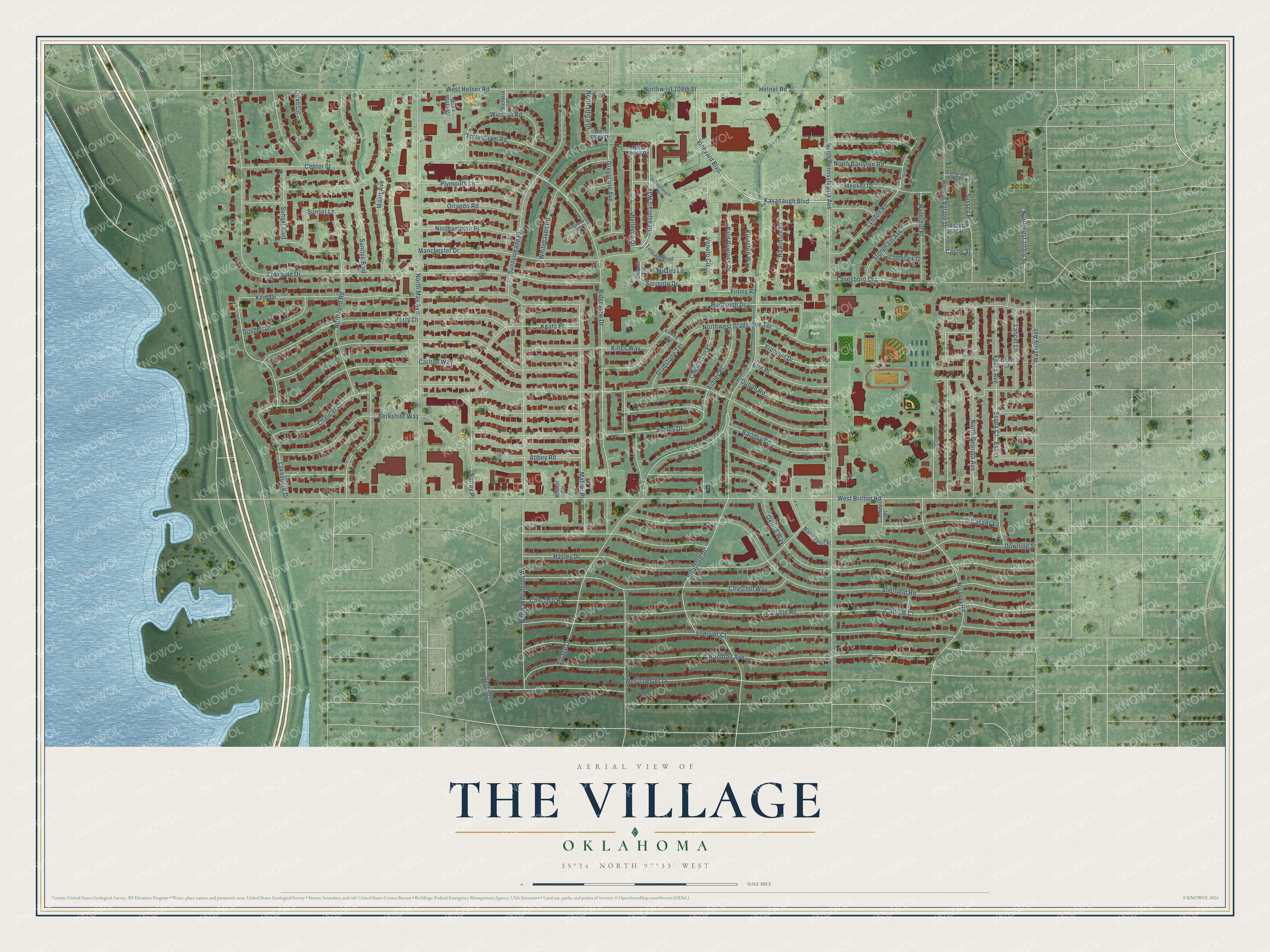 Watermarked full-map preview of The Village, Oklahoma