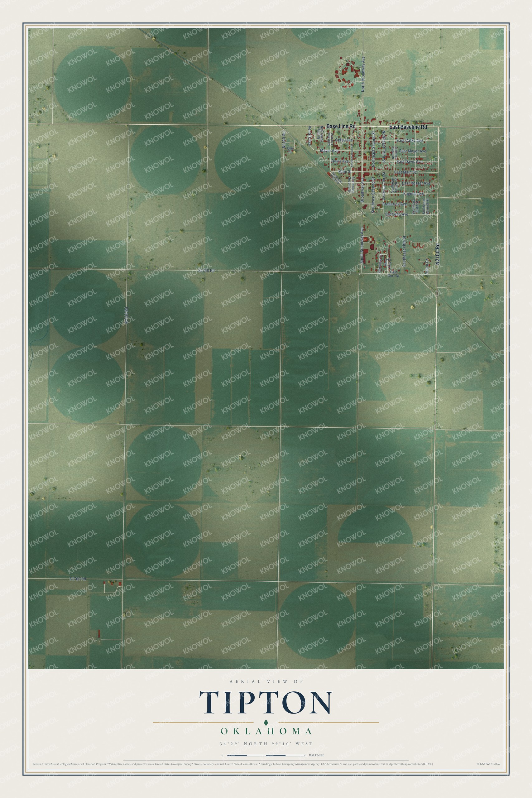 Watermarked full-map preview of Tipton, Oklahoma