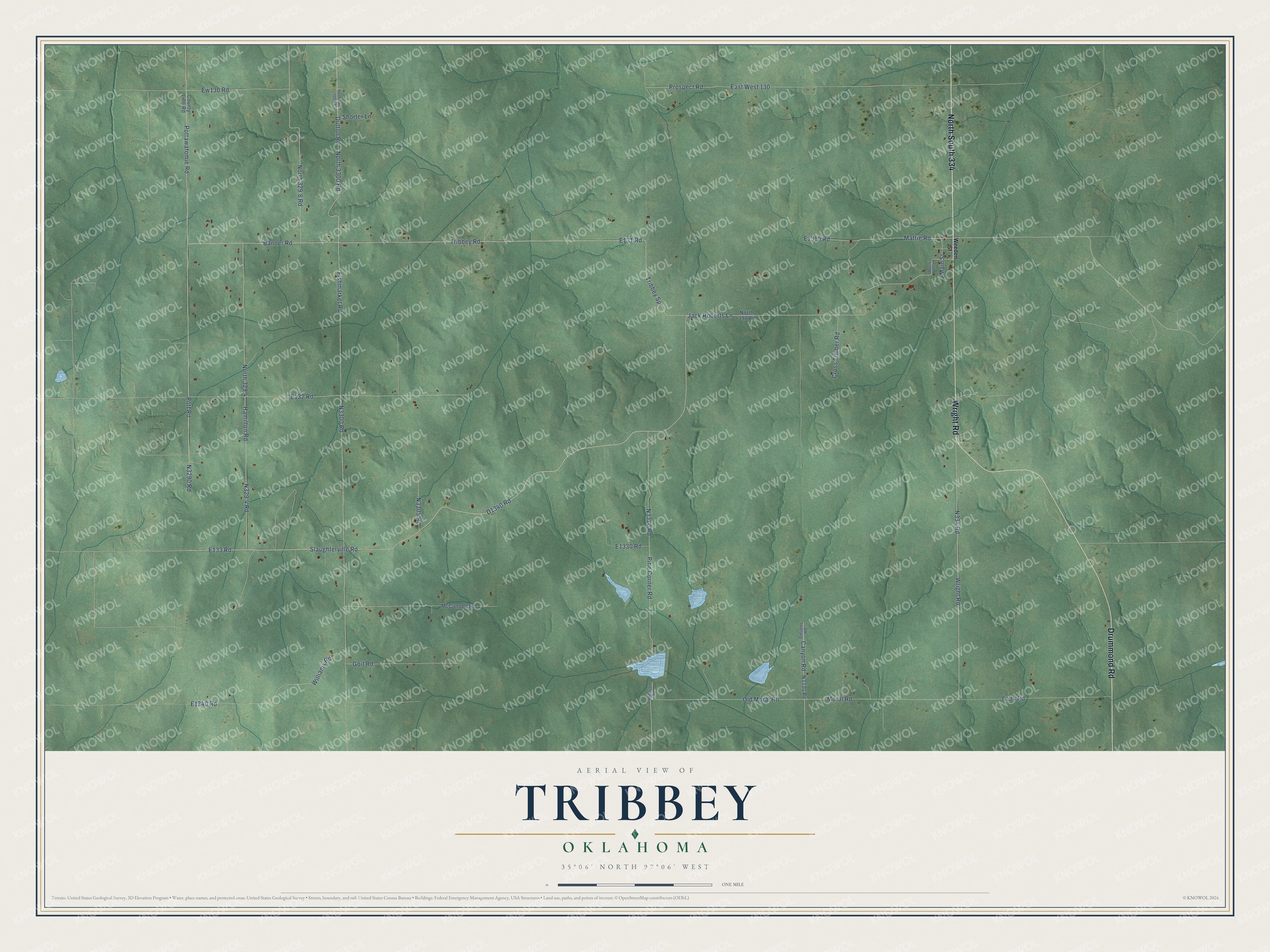 Watermarked full-map preview of Tribbey, Oklahoma