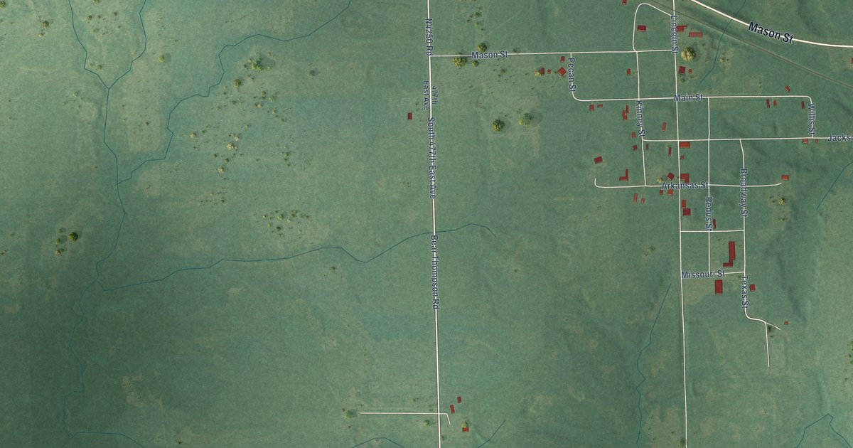Map of Tullahassee, Oklahoma in 2026