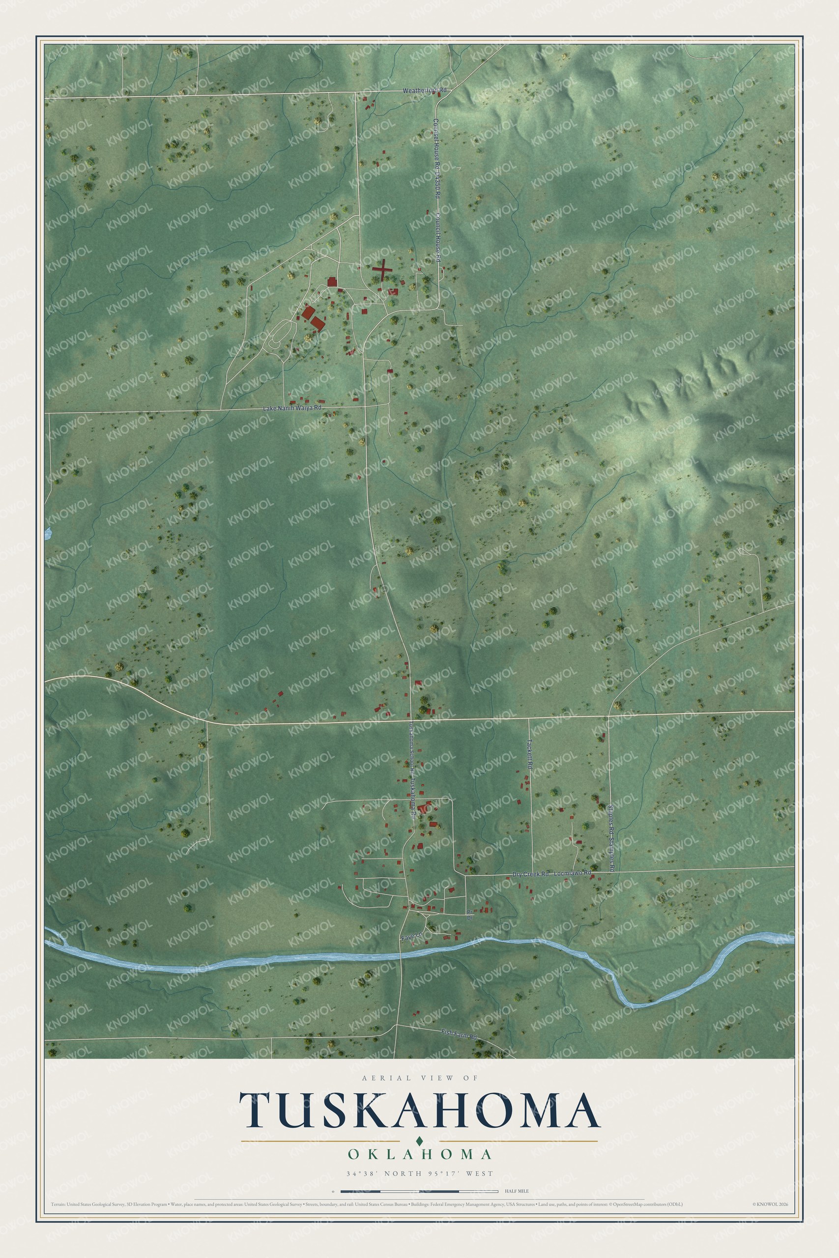 Watermarked full-map preview of Tuskahoma, Oklahoma