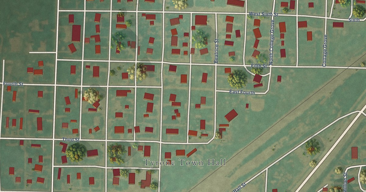 Map of Tyrone, Oklahoma in 2026