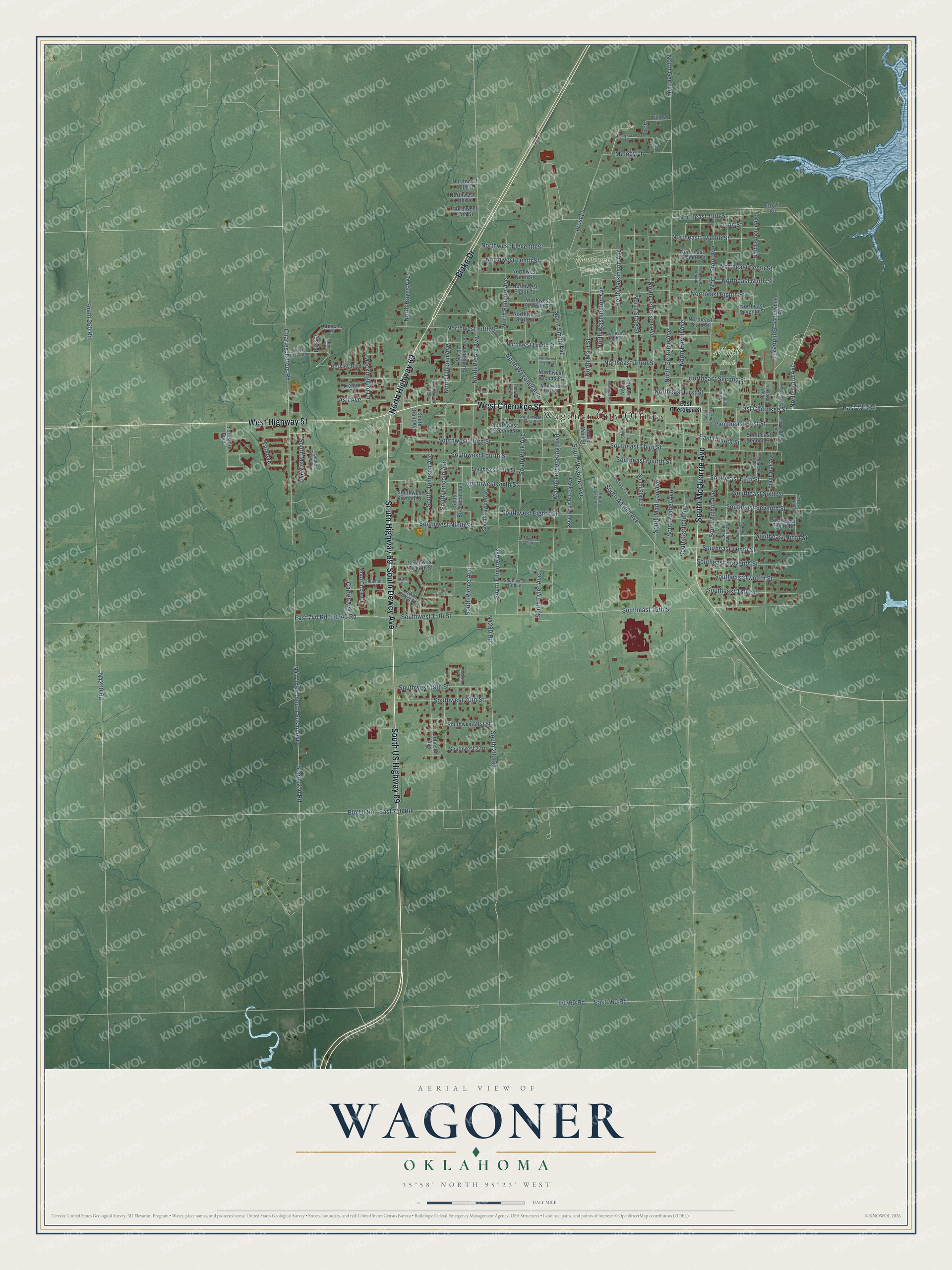 Watermarked full-map preview of Wagoner, Oklahoma