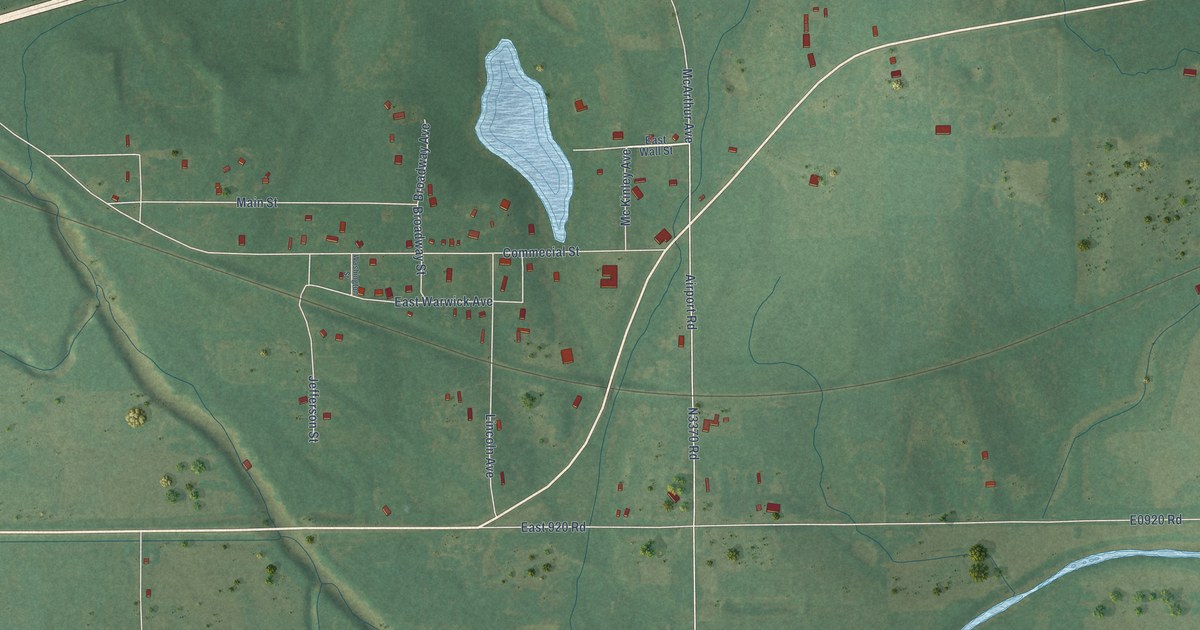 Map of Warwick, Oklahoma in 2026