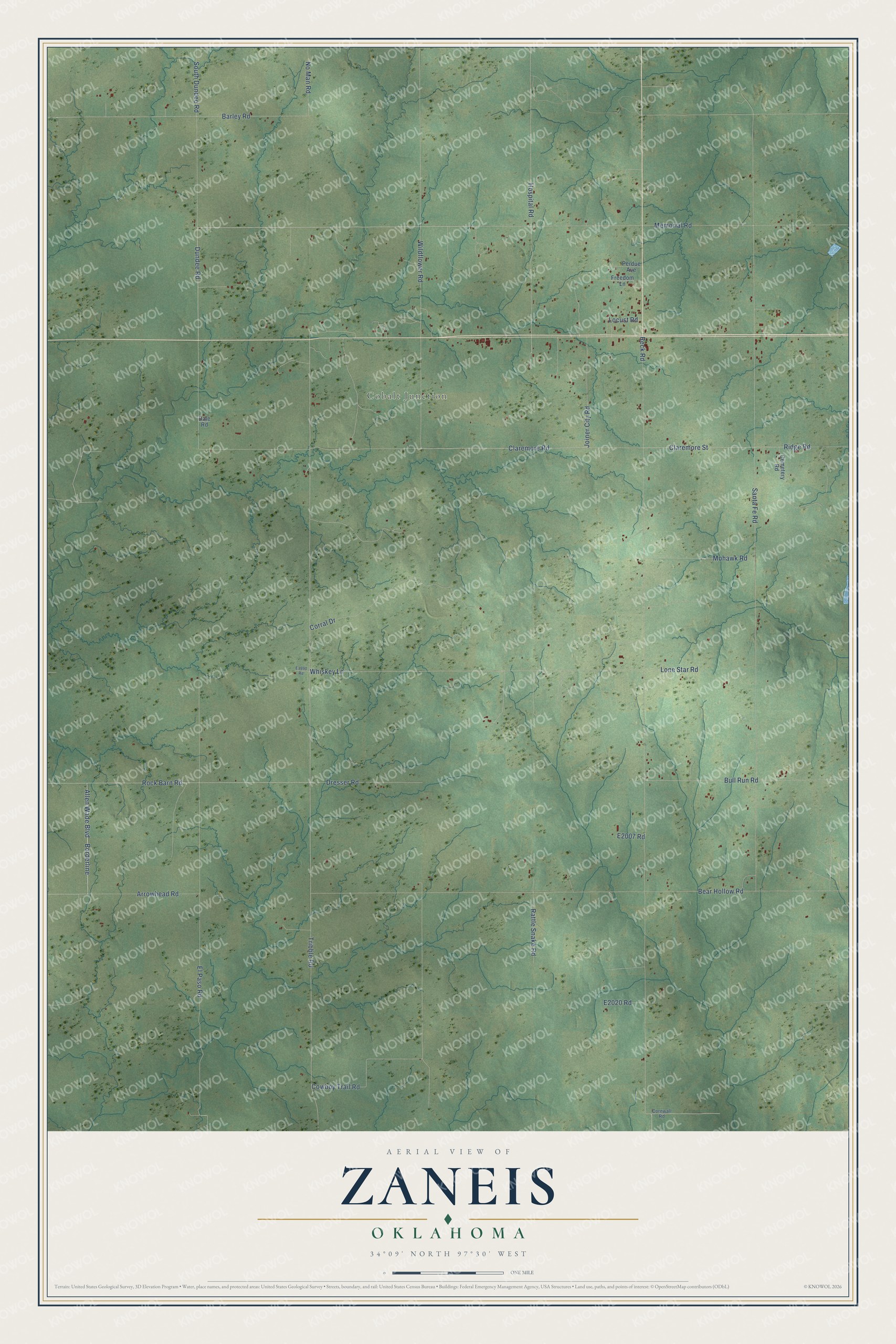Watermarked full-map preview of Zaneis, Oklahoma