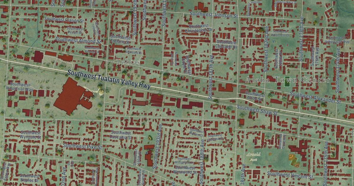 Map of Aloha, Oregon in 2026