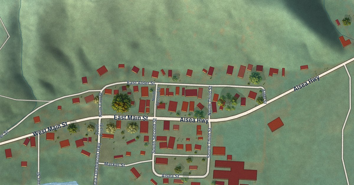 Map of Alsea, Oregon in 2026