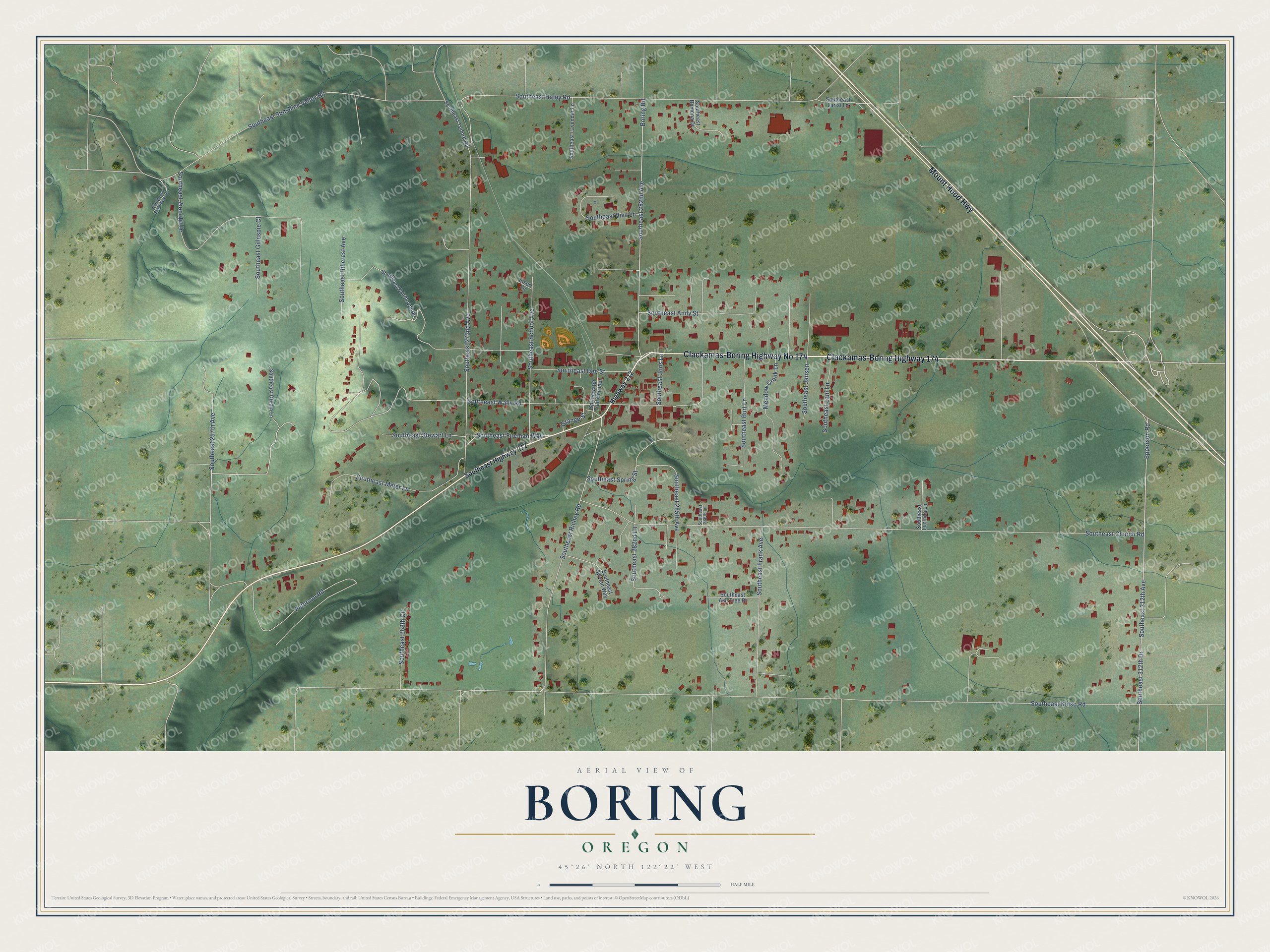 Watermarked full-map preview of Boring, Oregon