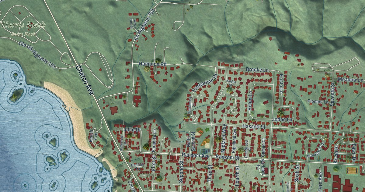 Map of Brookings, Oregon in 2026