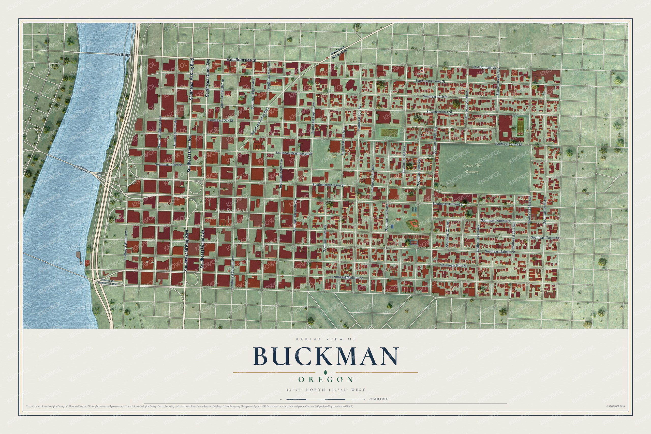Watermarked full-map preview of Buckman, Oregon