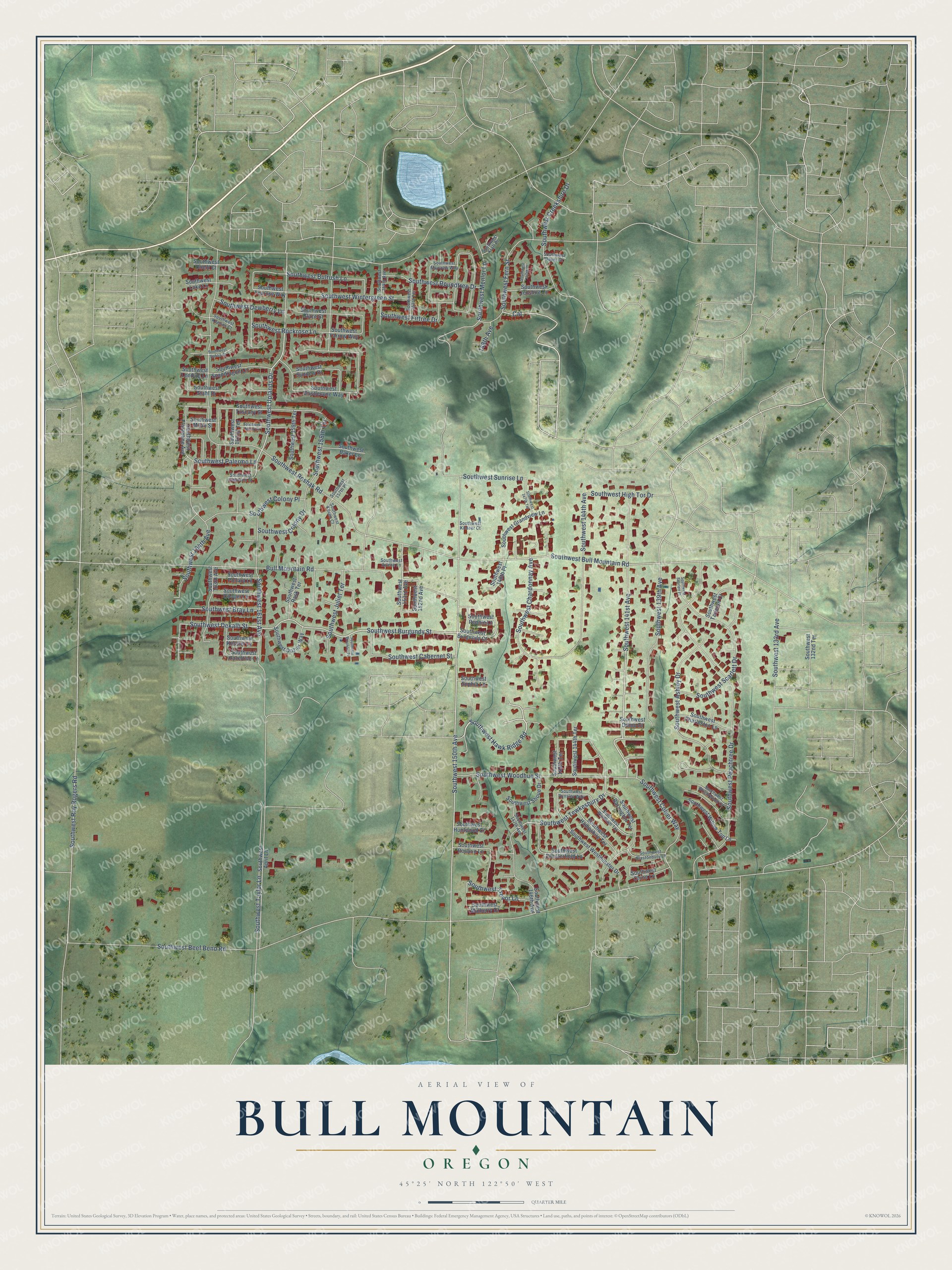 Watermarked full-map preview of Bull Mountain, Oregon
