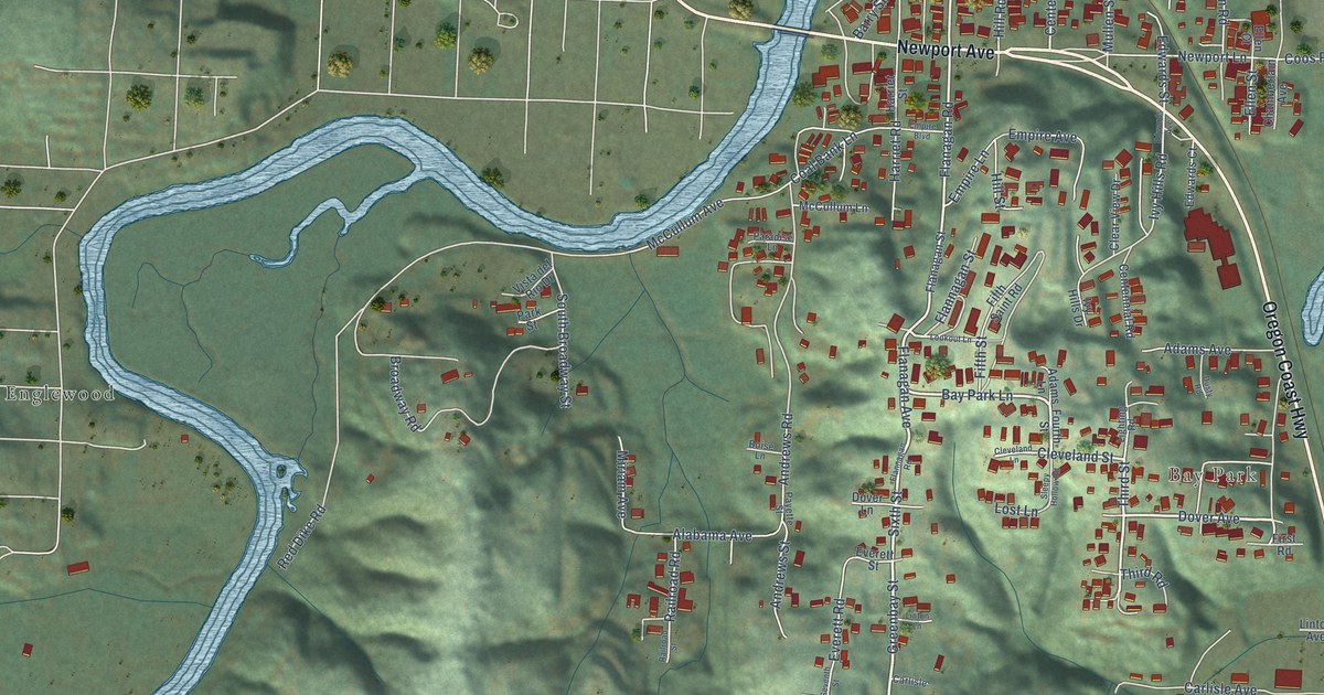 Map of Bunker Hill, Oregon in 2026