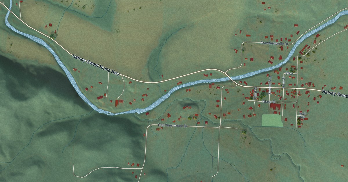 Map of Crawfordsville, Oregon in 2026