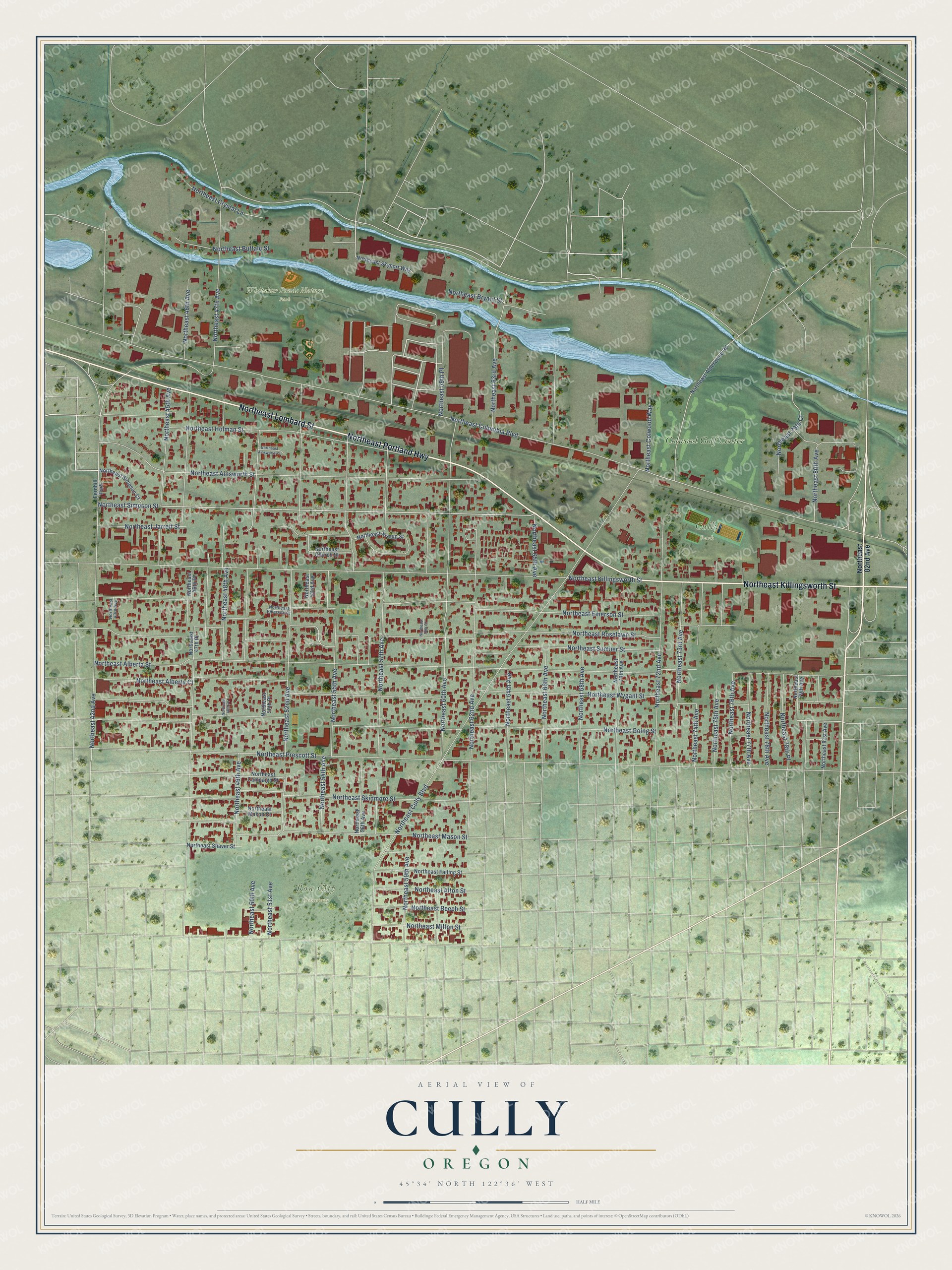 Watermarked full-map preview of Cully, Oregon