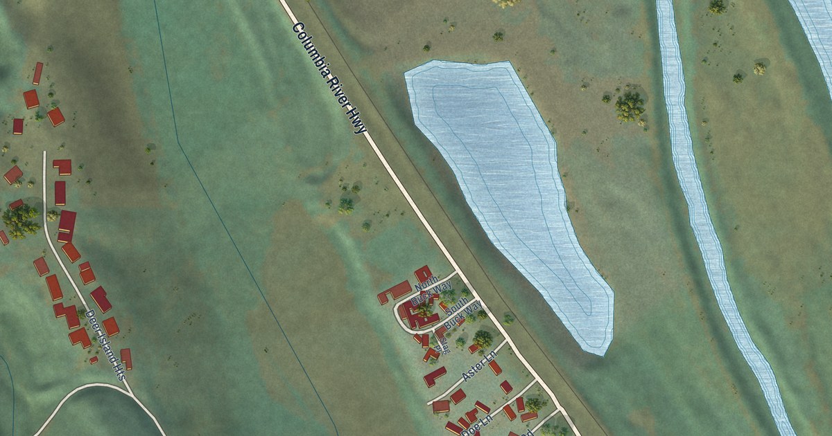 Map of Deer Island, Oregon in 2026