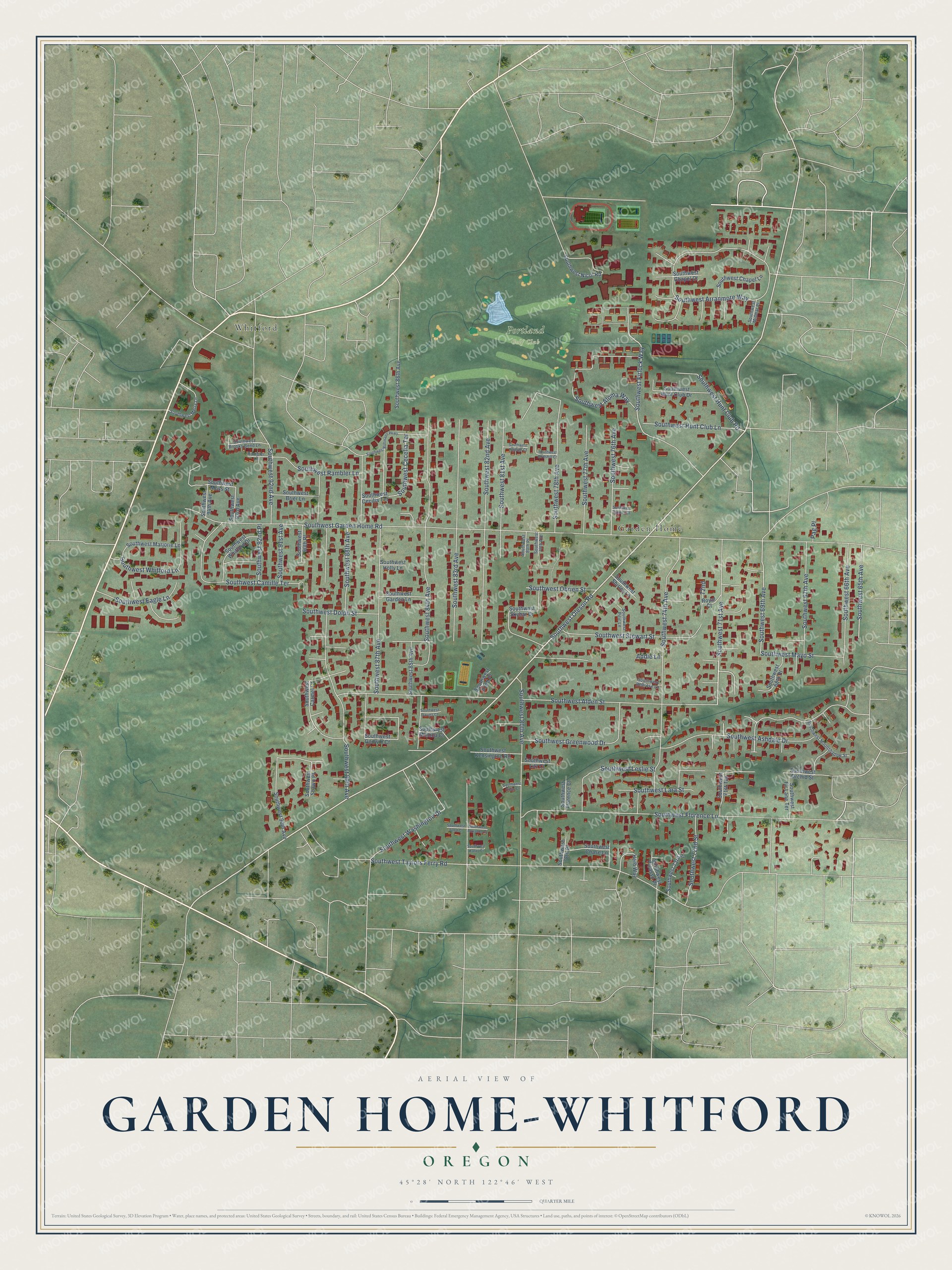 Watermarked full-map preview of Garden Home-Whitford, Oregon