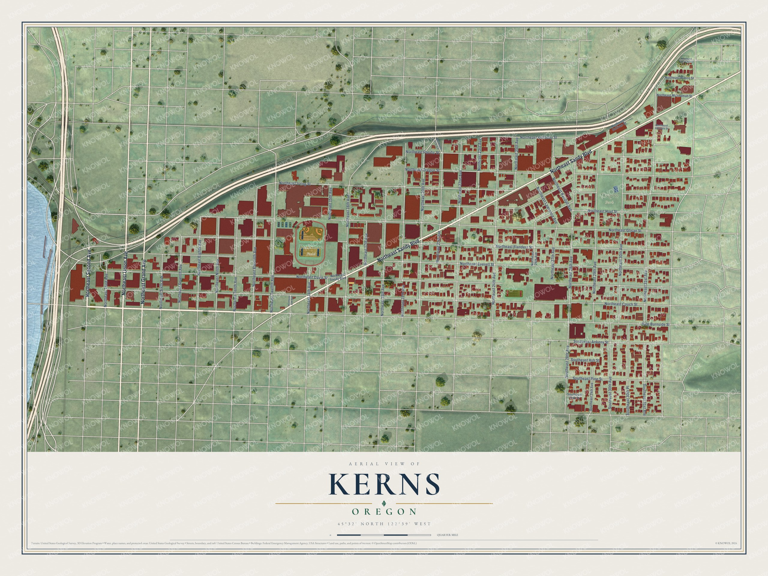 Watermarked full-map preview of Kerns, Oregon