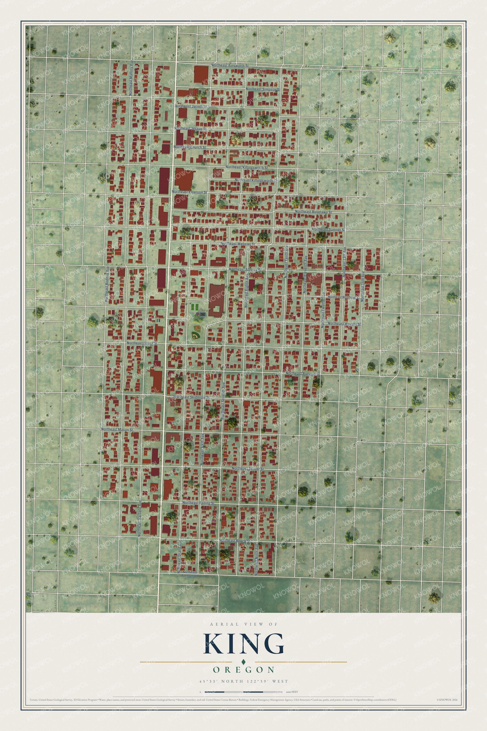 Watermarked full-map preview of King, Oregon