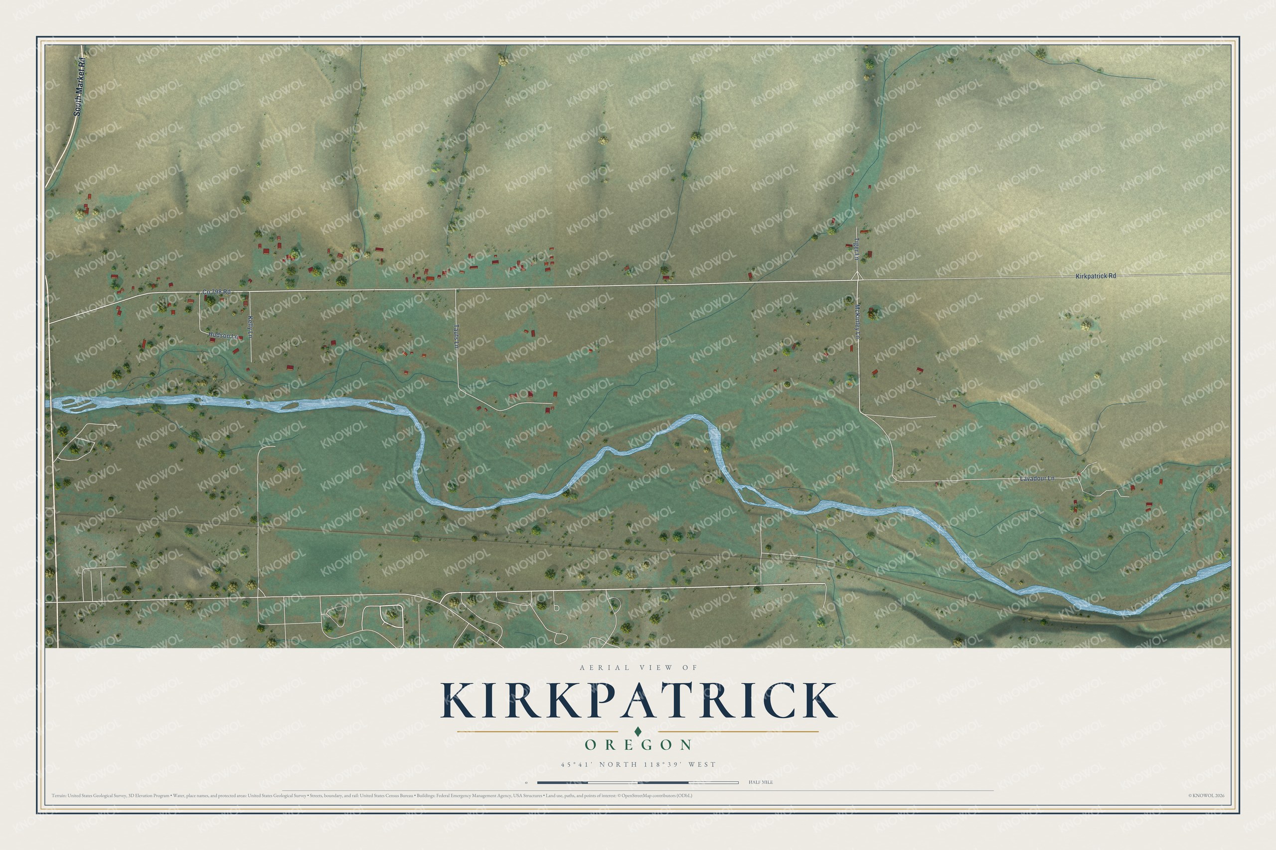 Watermarked full-map preview of Kirkpatrick, Oregon