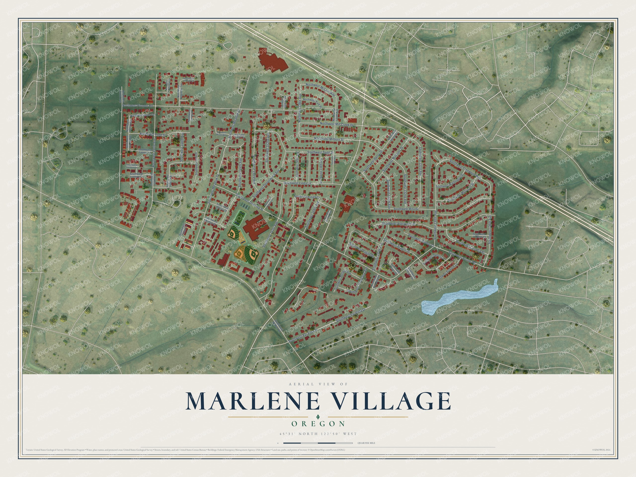 Watermarked full-map preview of Marlene Village, Oregon