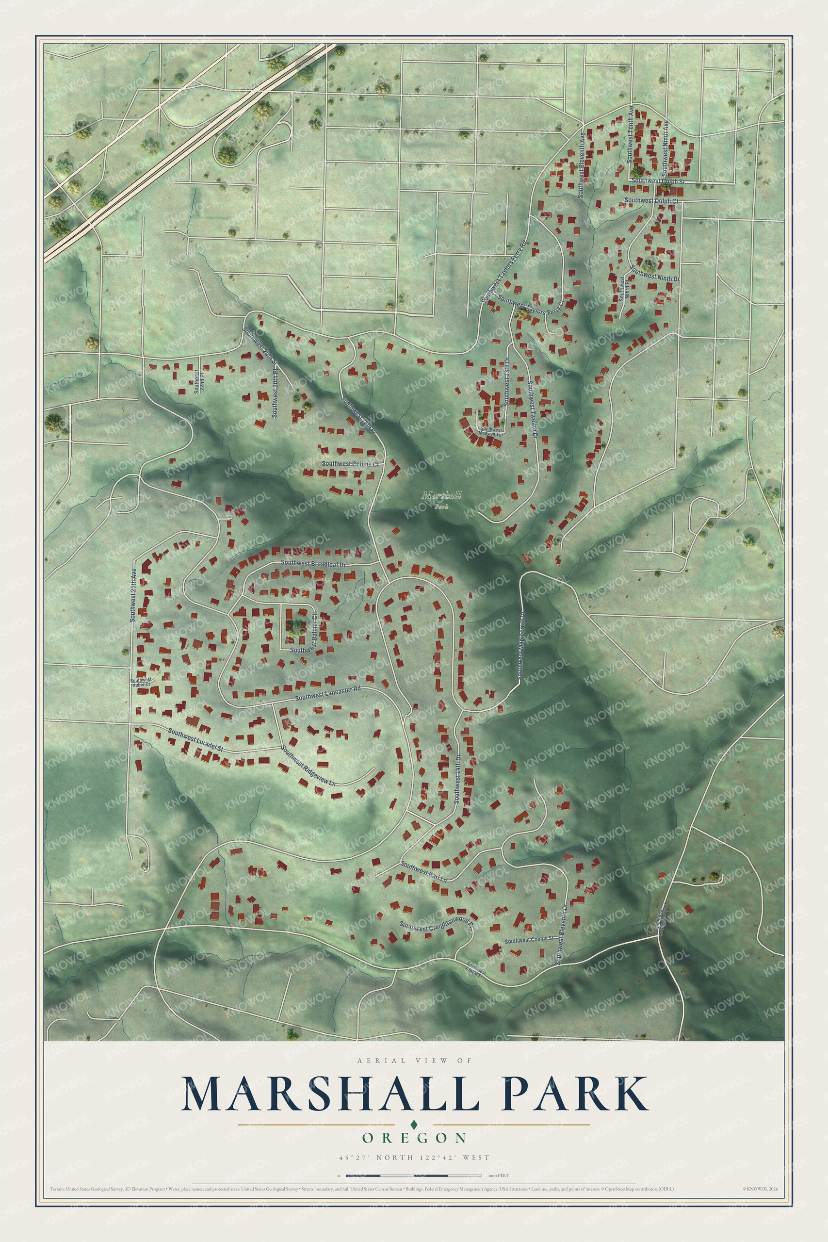 Watermarked full-map preview of Marshall Park, Oregon
