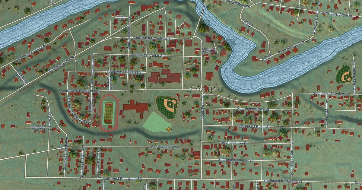 Map of Mill City, Oregon in 2026