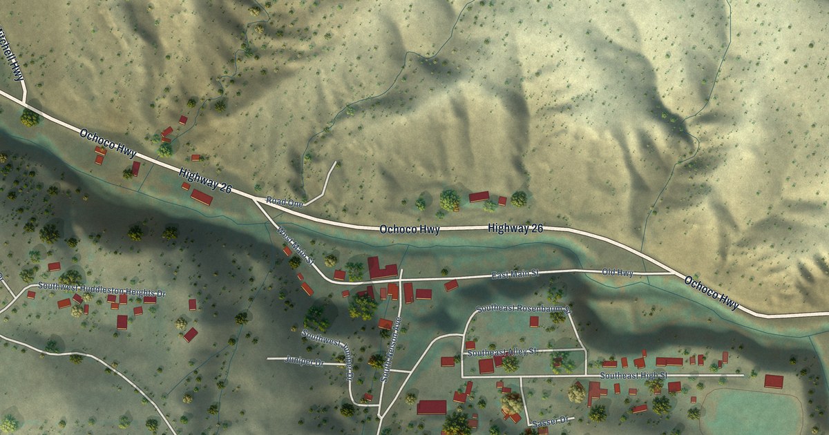 Map of Mitchell, Oregon in 2026