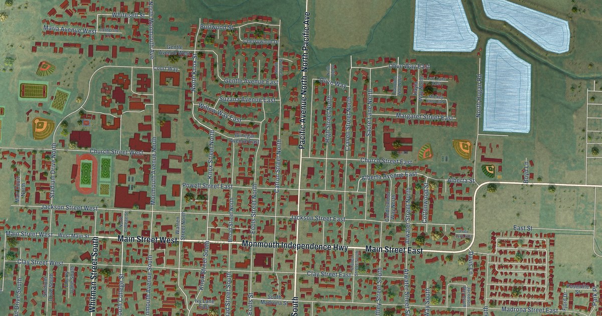 Map of Monmouth, Oregon in 2026