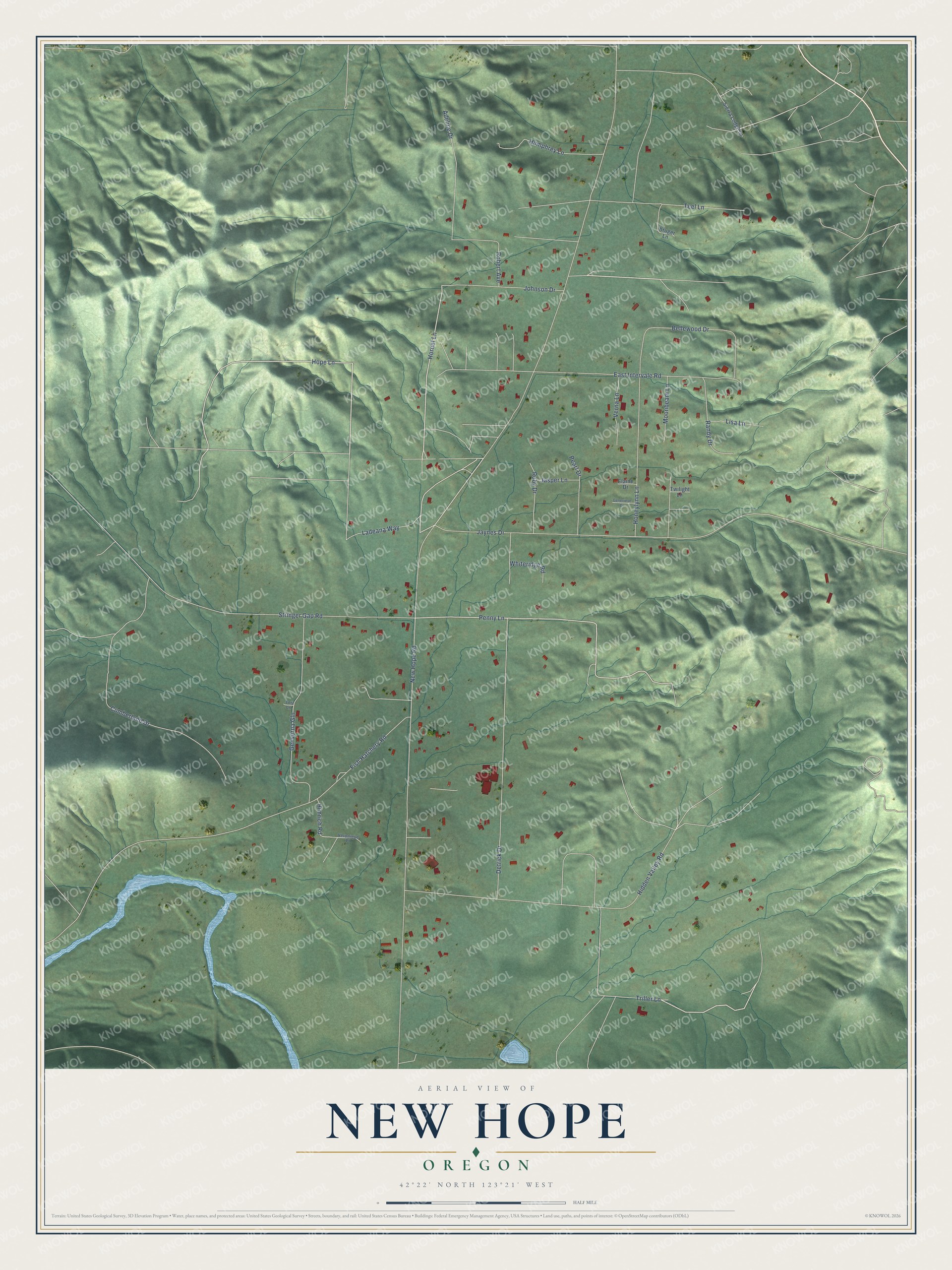 Watermarked full-map preview of New Hope, Oregon