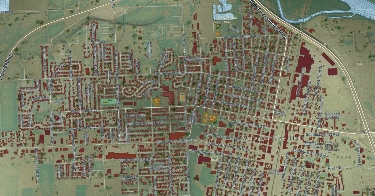 Map of Ontario, Oregon in 2026