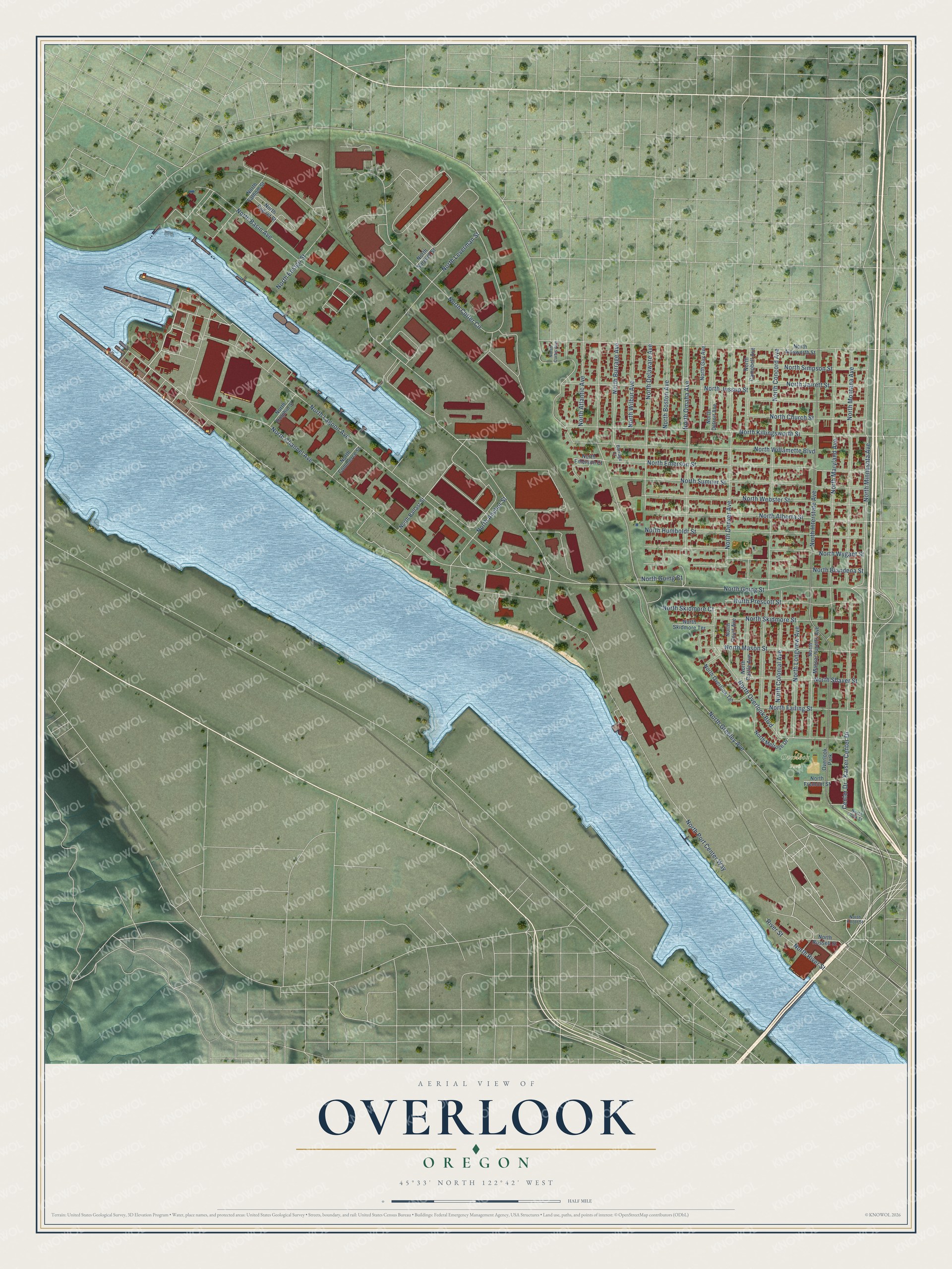 Watermarked full-map preview of Overlook, Oregon