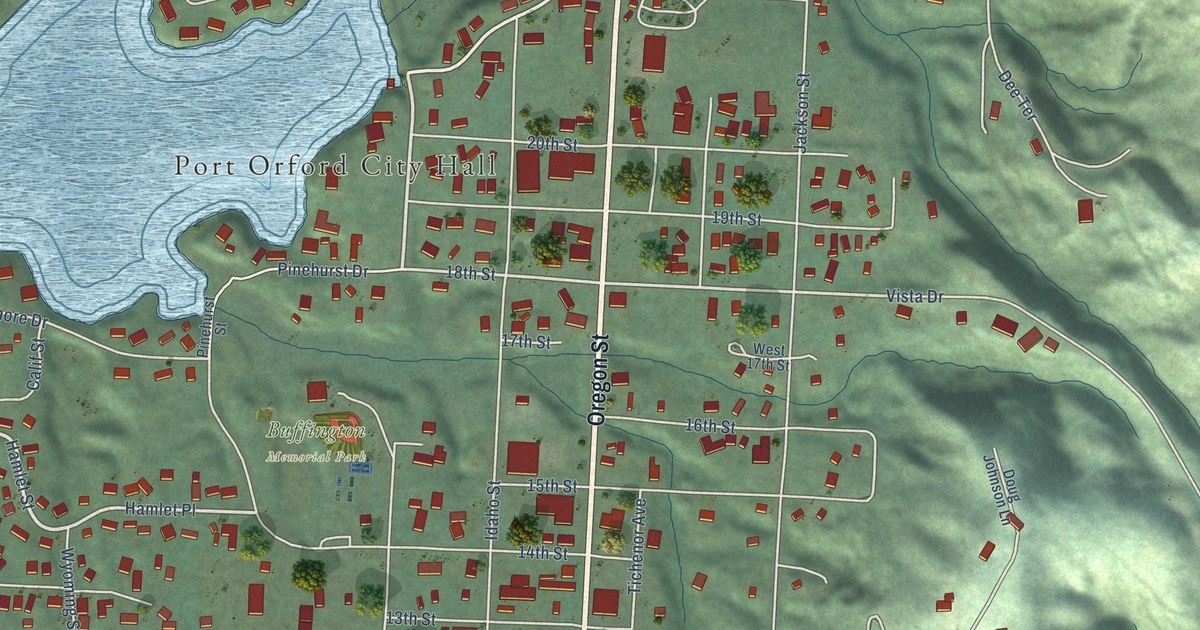 Map of Port Orford, Oregon in 2026