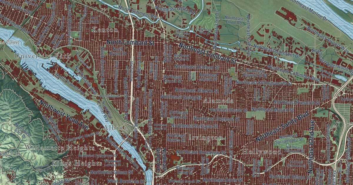 Map of Portland, Oregon in 2026