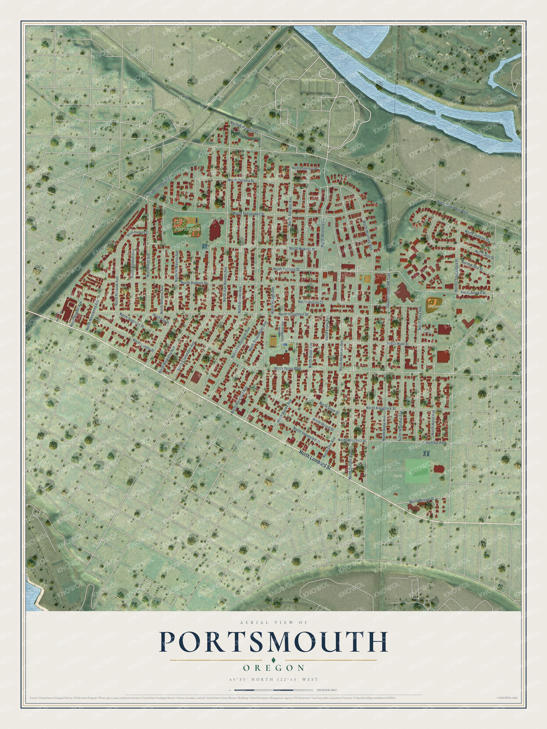 Watermarked full-map preview of Portsmouth, Oregon