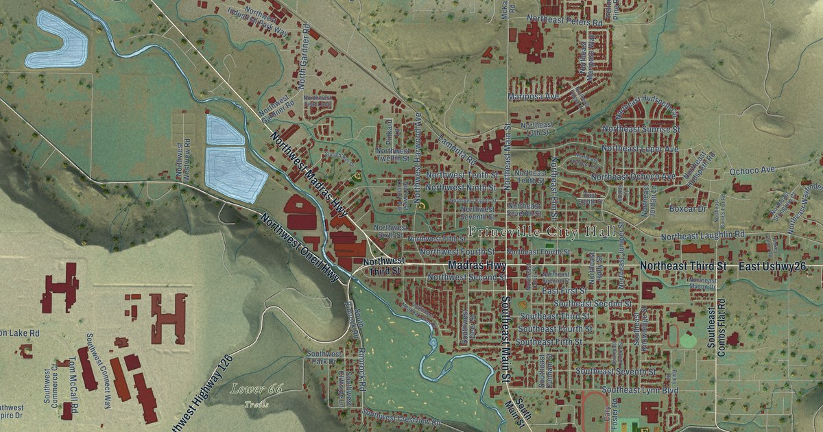 Map of Prineville, Oregon in 2026