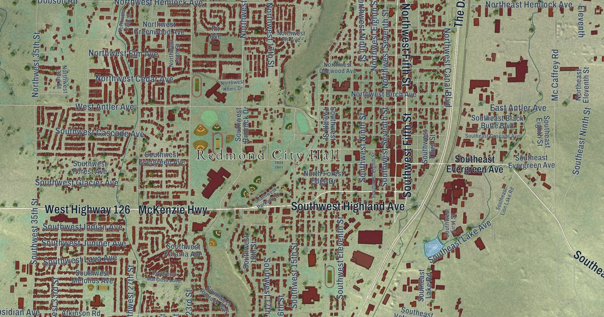 Map of Redmond, Oregon in 2026