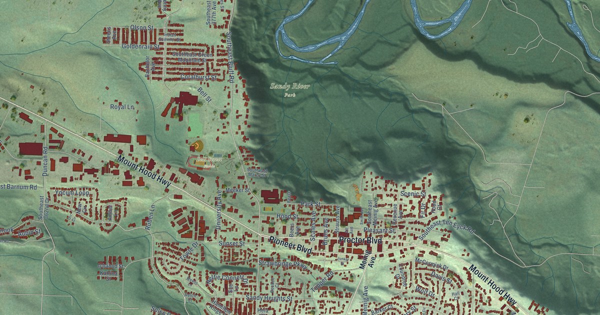 Map of Sandy, Oregon in 2026
