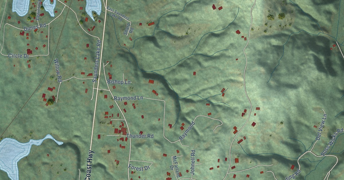 Map of Saunders Lake, Oregon in 2026