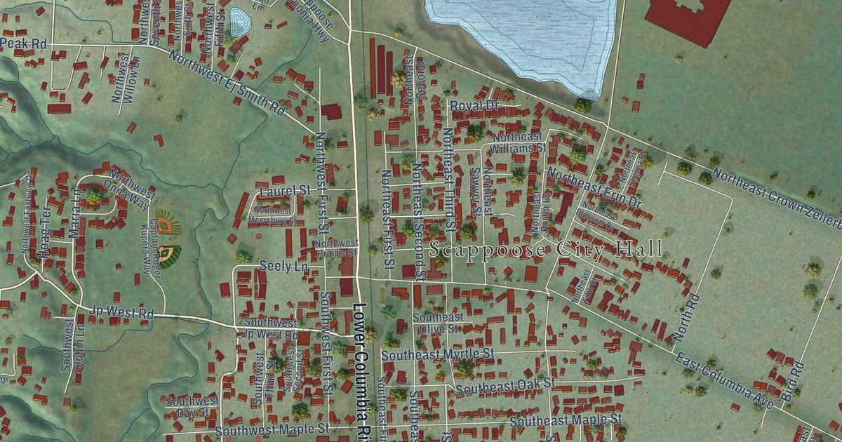 Map of Scappoose, Oregon in 2026