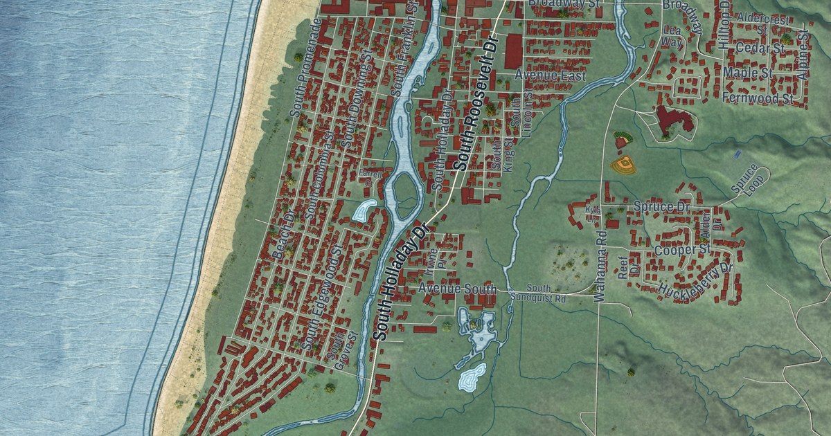 Map of Seaside, Oregon in 2026