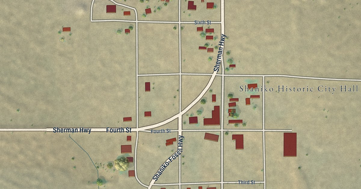 Map of Shaniko, Oregon in 2026