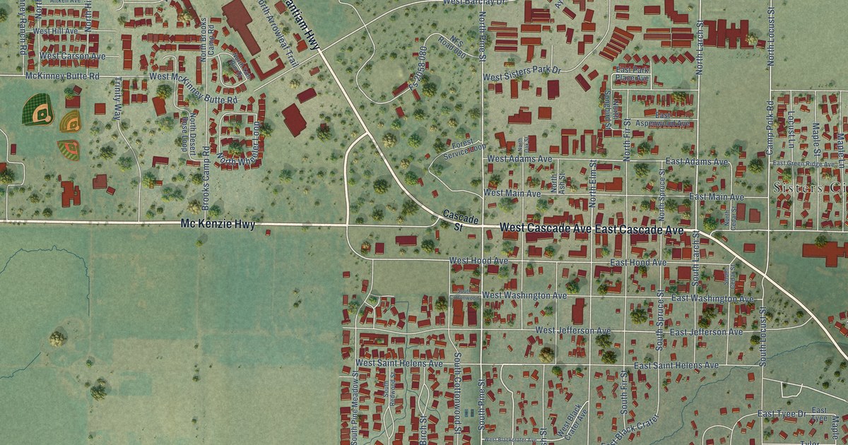 Map of Sisters, Oregon in 2026