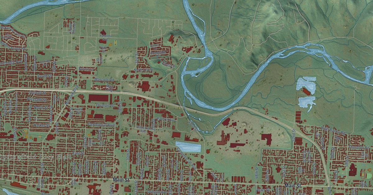 Map of Springfield, Oregon in 2026