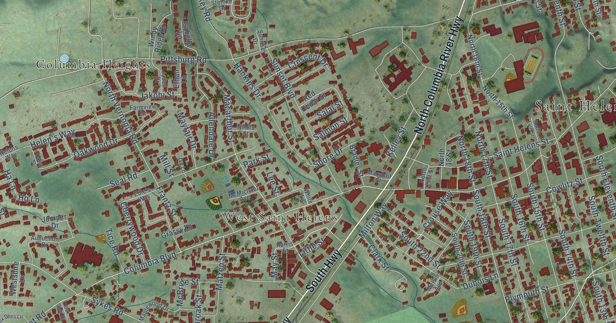Map of St. Helens, Oregon in 2026