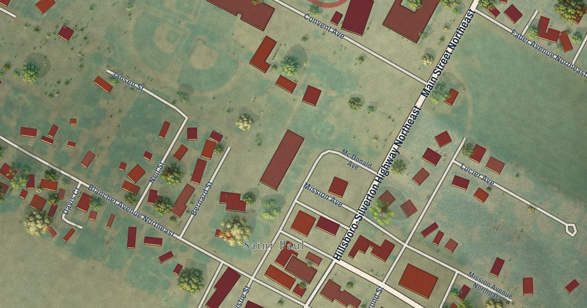 Map of St. Paul, Oregon in 2026