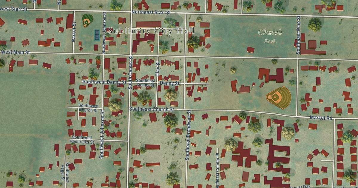 Map of Sublimity, Oregon in 2026