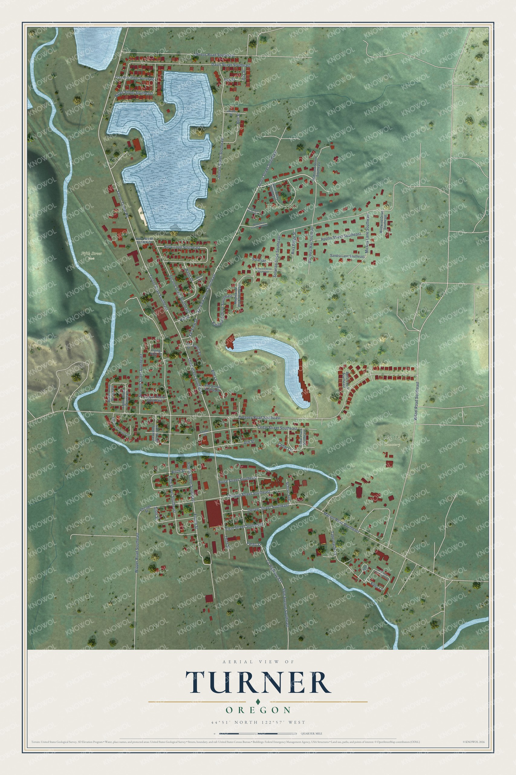 Watermarked full-map preview of Turner, Oregon