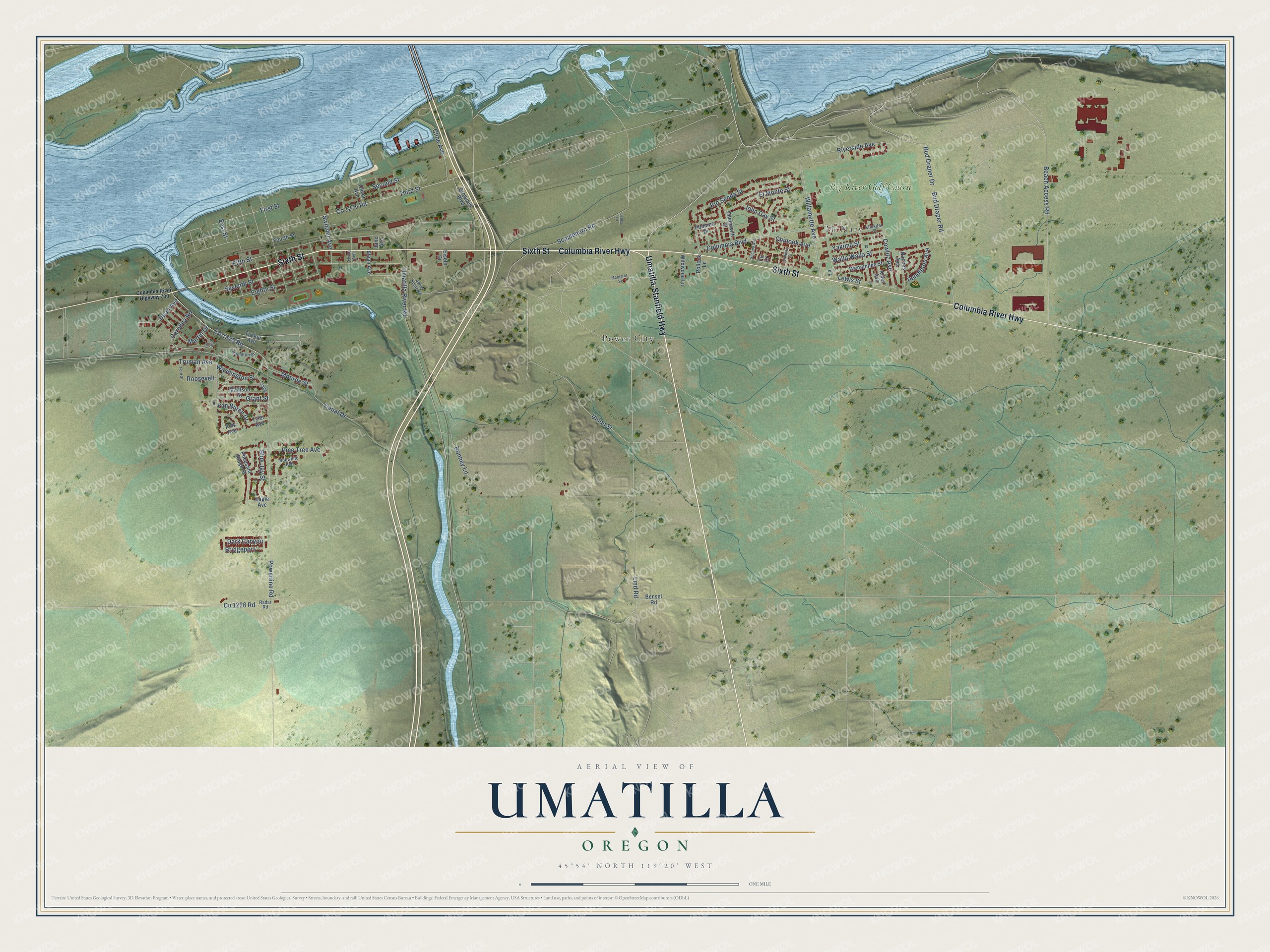 Watermarked full-map preview of Umatilla, Oregon